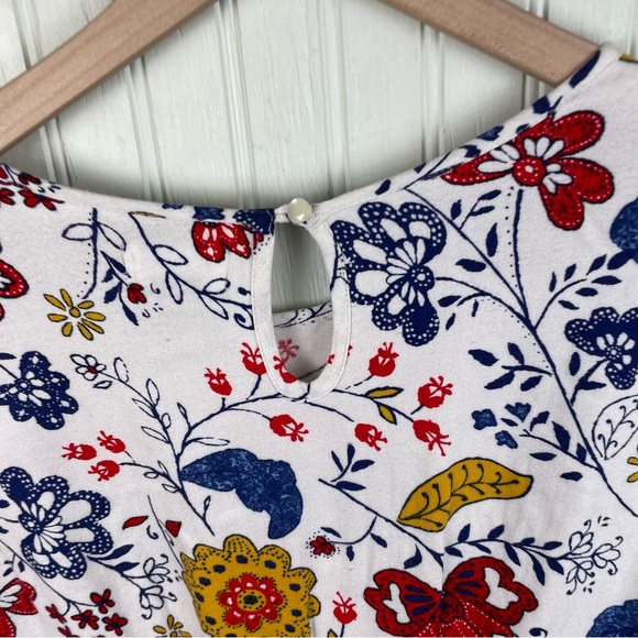 Old Navy Girls Cinch Waist Cream Multicolor Floral Print Skater Dress Size XL 14 - Picture 10 of 10